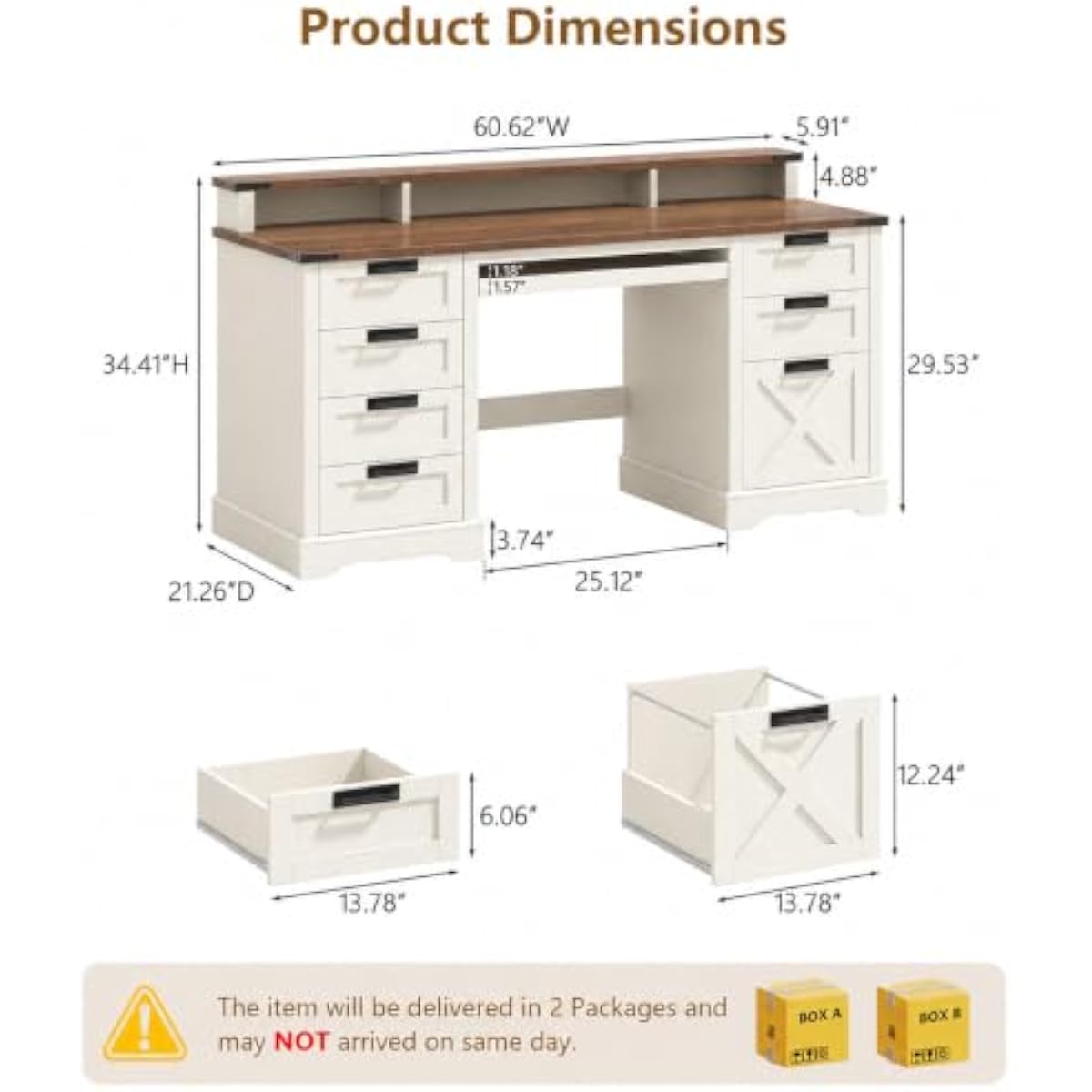 흰색과 갈색으로 마감된 60.62인치 크기의 고급스러운 - Office Furniture Plus 리뷰 및 가격