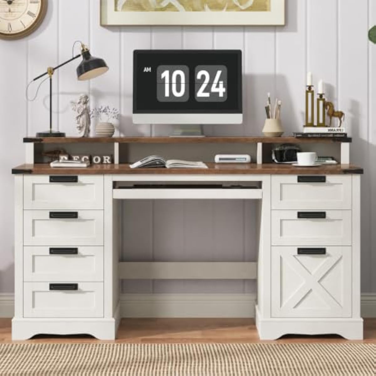 흰색과 갈색으로 마감된 60.62인치 크기의 고급스러운 - Office Furniture Plus 리뷰 및 가격