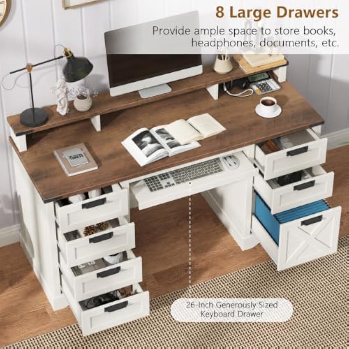 흰색과 갈색으로 마감된 60.62인치 크기의 고급스러운 - Office Furniture Plus 리뷰 및 가격