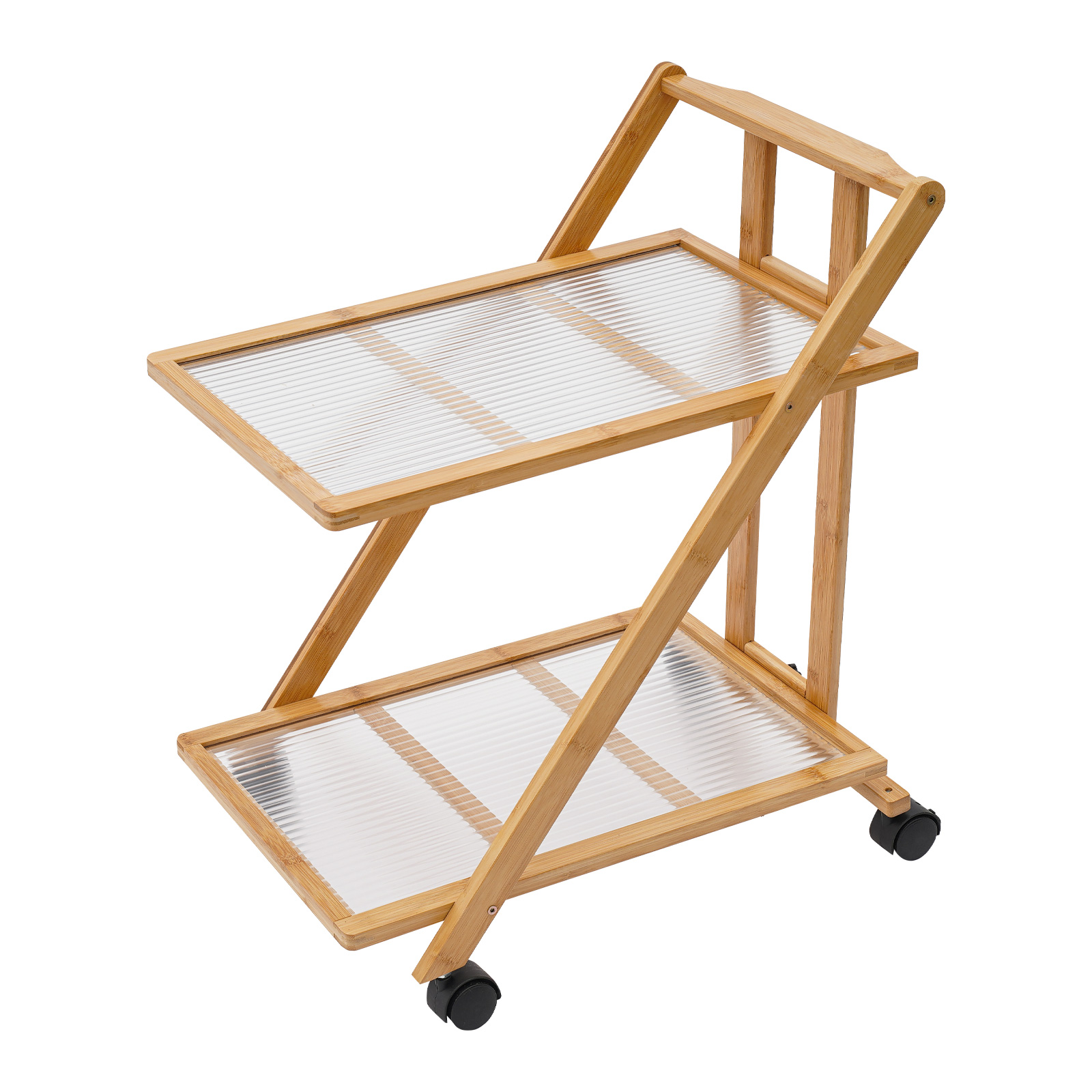 2단 접이식 대나무 수납 카트, 무소음 바퀴와 브레이크 - Office Supply Cart 리뷰 및 가격
