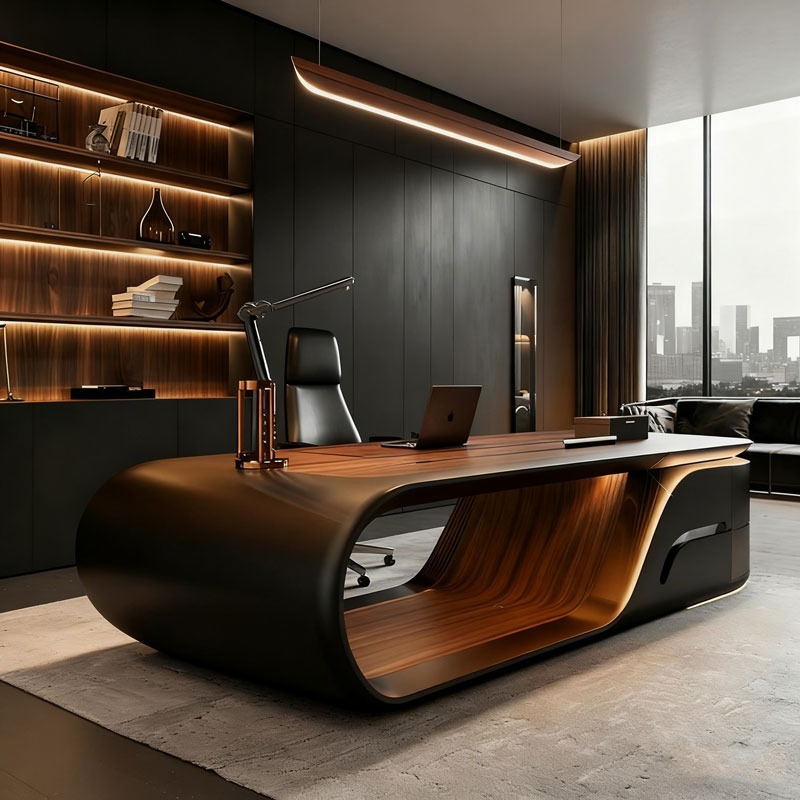 고급 모던 L자형 임원용 책상 갈색 원목 사무용 가구  - Office Furniture Manufacturers 리뷰 및 가격