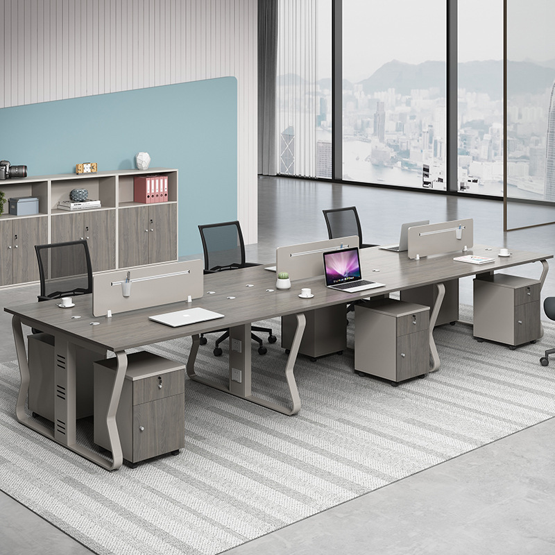 직원 사무실 책상 및 의자 세트 심플 모던 4인용 스크 - Office Furniture Manufacturers 리뷰 및 가격